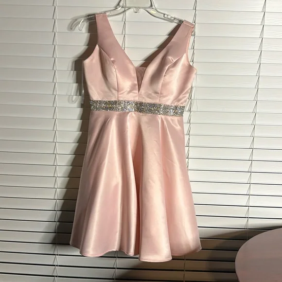 open lace back dress Chic Two Pieces Long Sleeve Prom Dress Blush Pink Elegant Evening Dress  #kop138